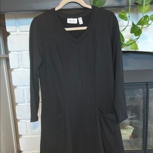 Denim&Co Gray Long Sleeve V-Neck Sheath Dress